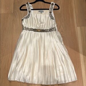 monsoon fusion vintage  satin pleated white dress  see photos